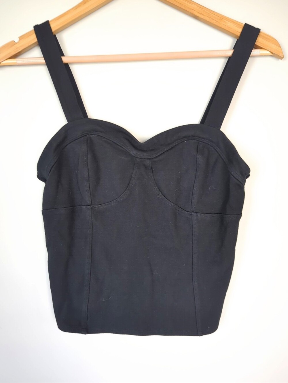 Postmark Anthropologie Black Cropped Tank Top Small Minimalist Classic Layering